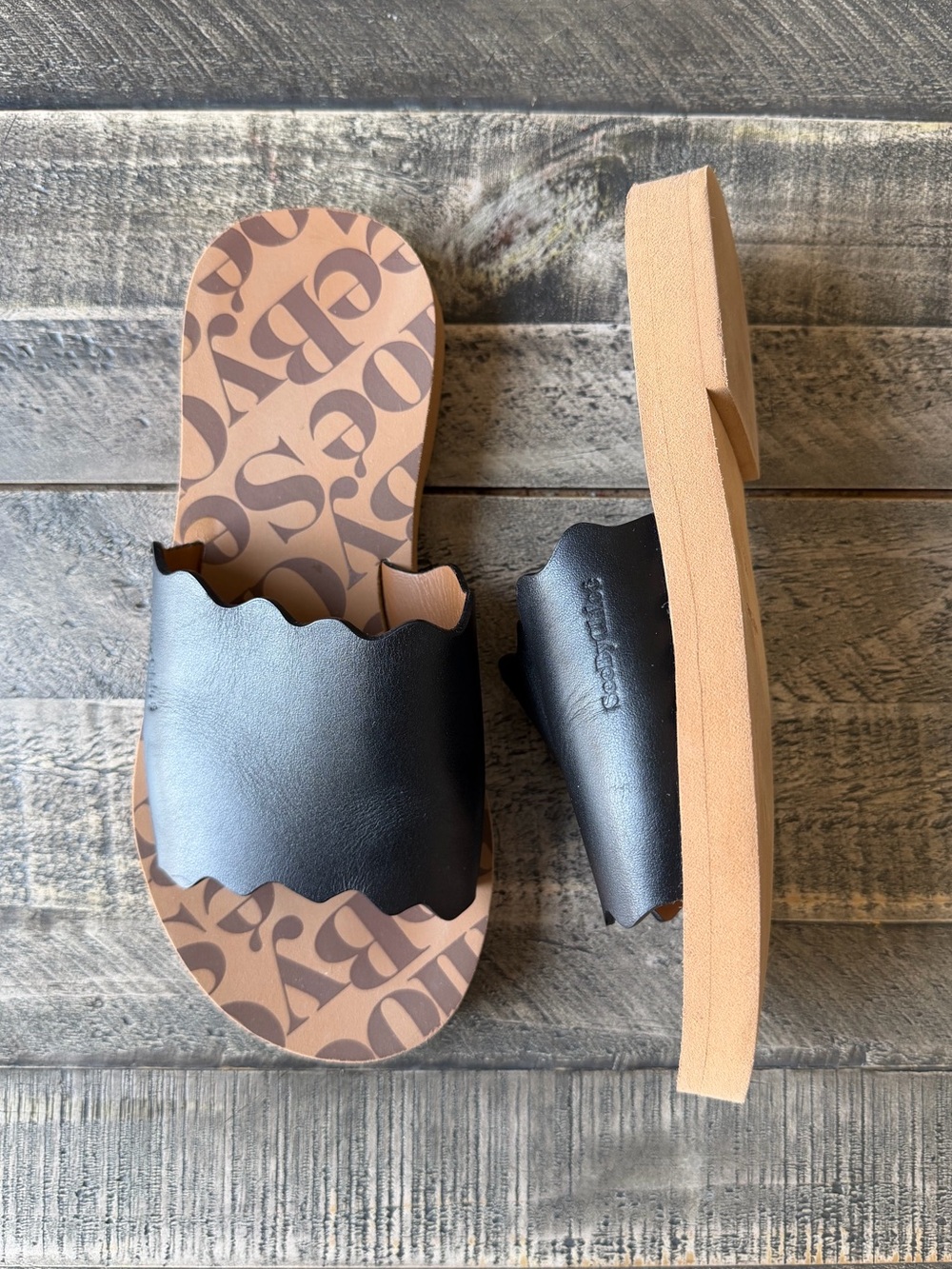 See by Chloe Essie scalloped leather slide - Picture 2 of 9
